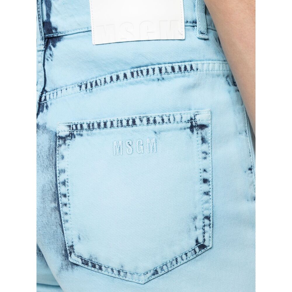 Shop Msgm Distressed-effect Denim Shorts In Blue