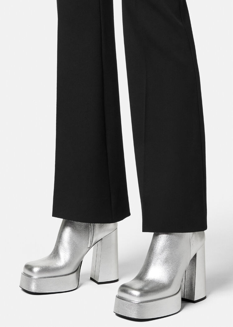 Versace Thick-heeled Boots In Gray