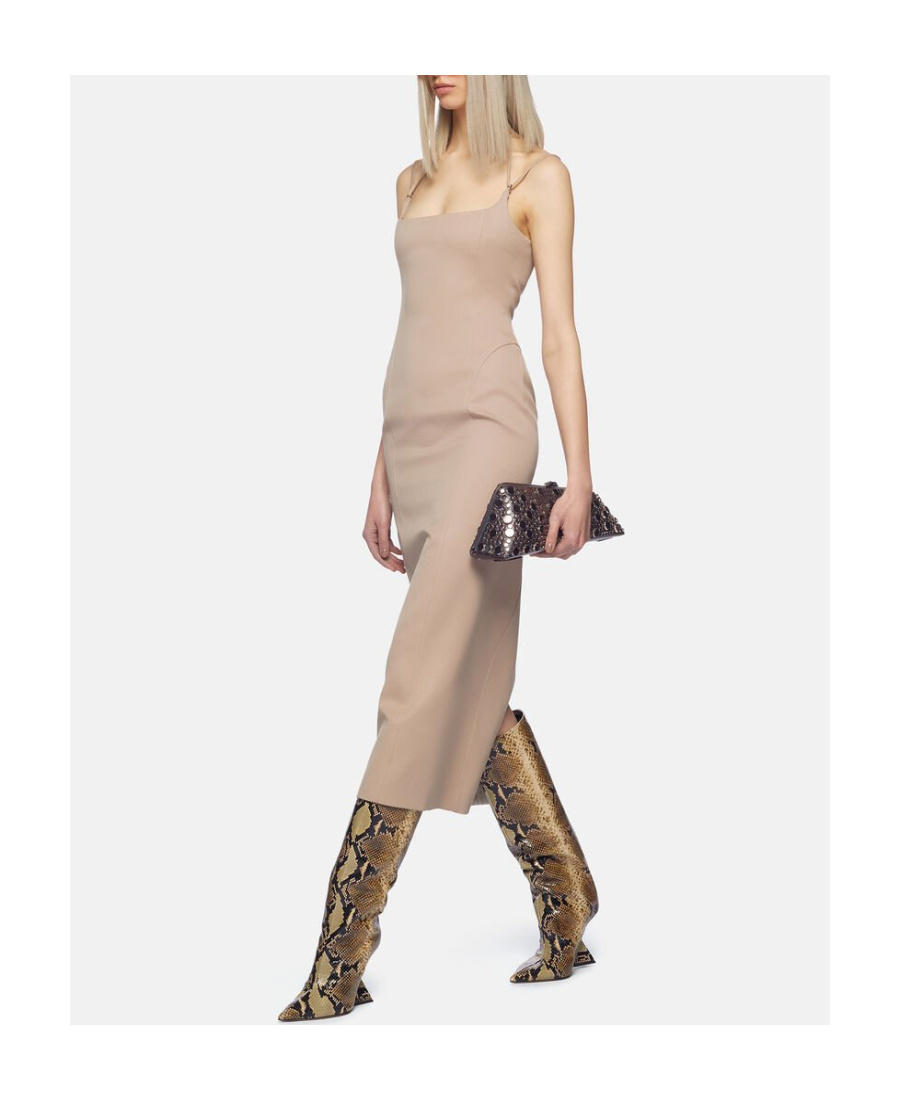 Attico Gabardine Midi Dress In Nude