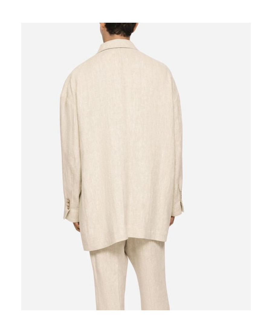 Dolce & Gabbana Logo-patch Single-breasted Blazer In Nude
