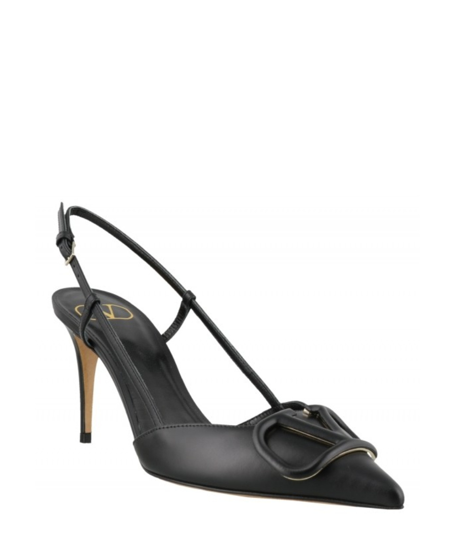 Valentino Garavani Vlogo Signature Satin Slingback Pumps 80mm Woman Black 40.5 In Black