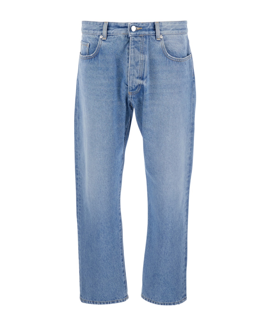 Icon Denim Light Blue Jeans With Belt Loops And Logo Patch On The Rear In Denim Man In Blue