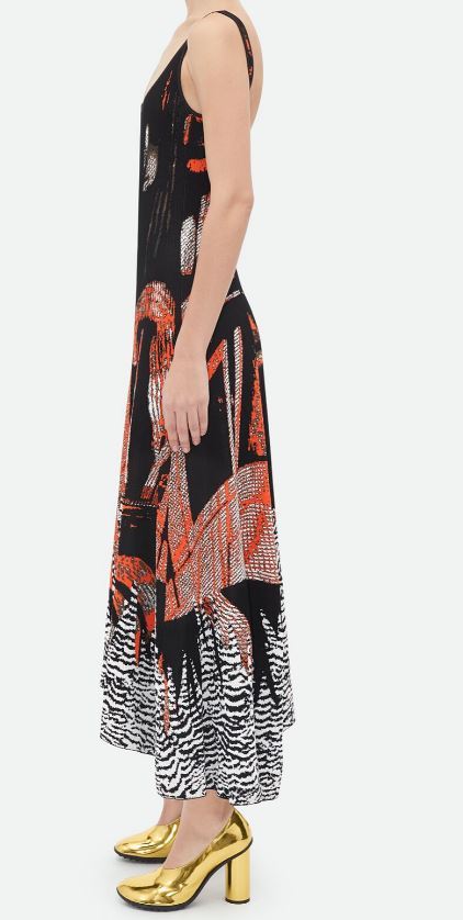 Bottega Veneta Sleeveless Pattern Dress In Black