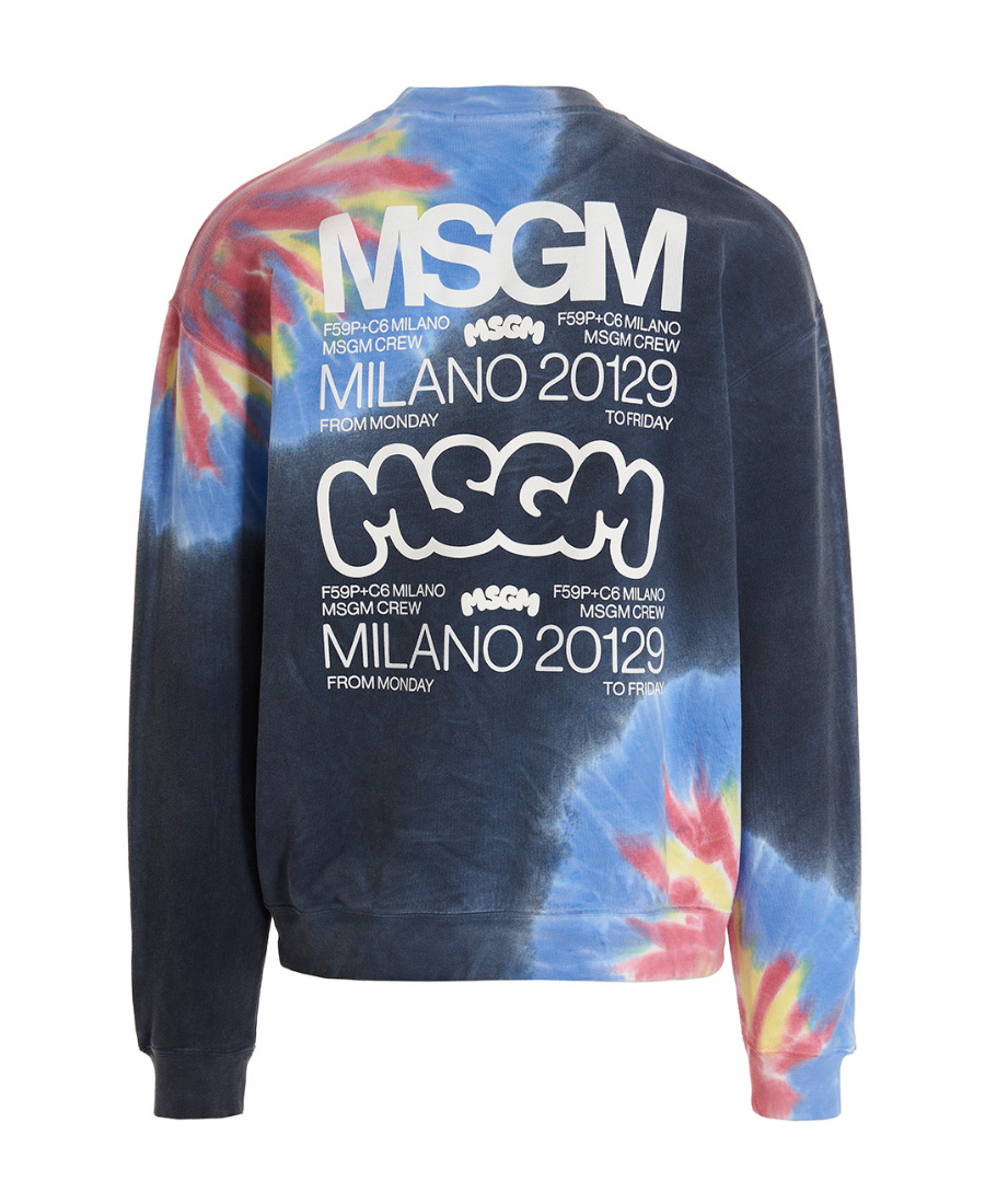 Msgm Burro Studio Logo Print Tie Dye Sweatshirt In Black