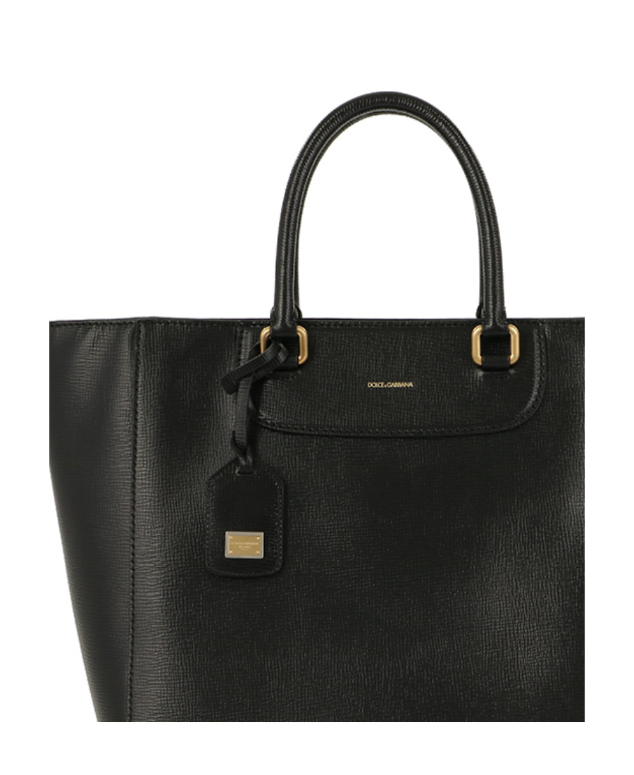 Dolce & Gabbana Logo Details Handbag In Black