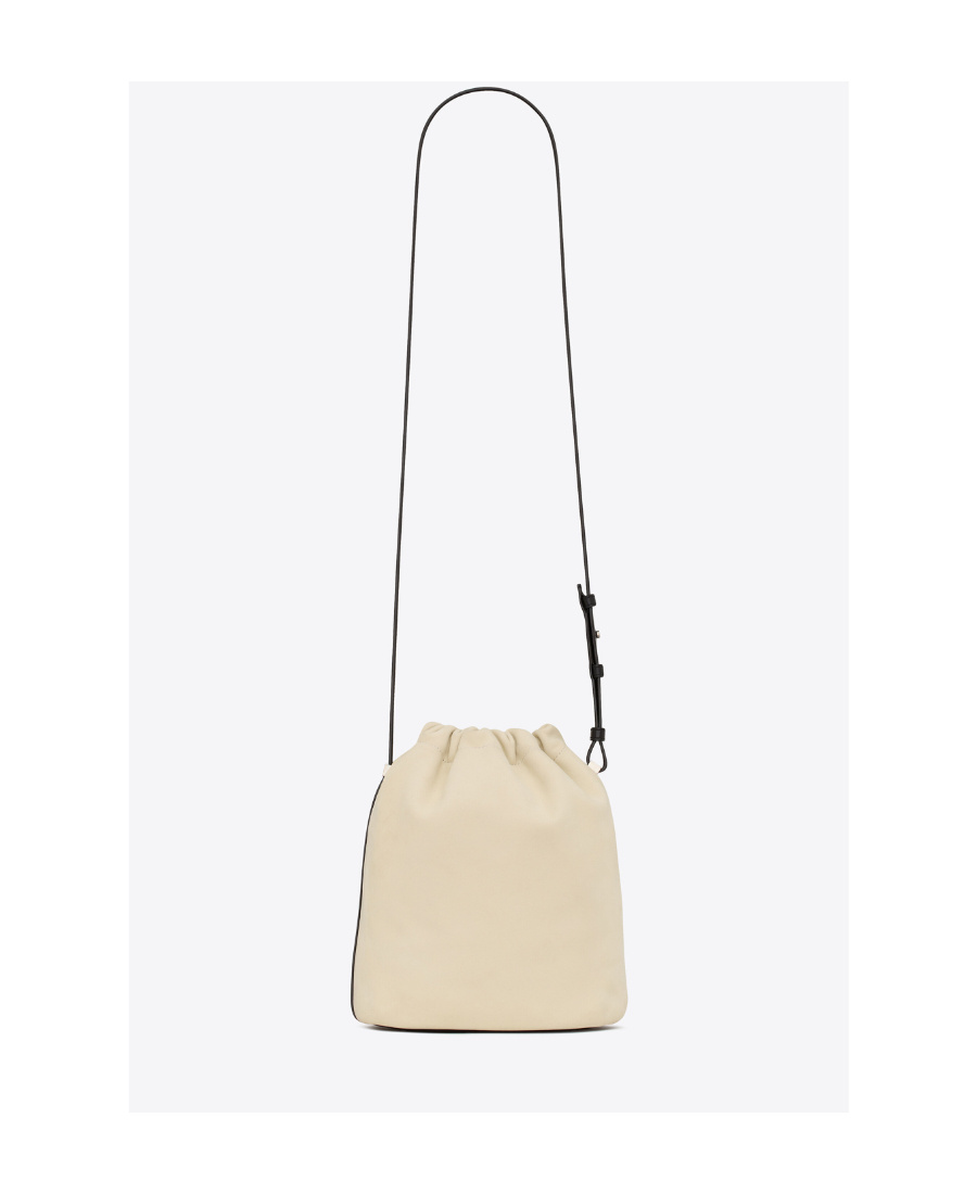 Saint Laurent Rive Gauche Leather Bucket Bag In Nude