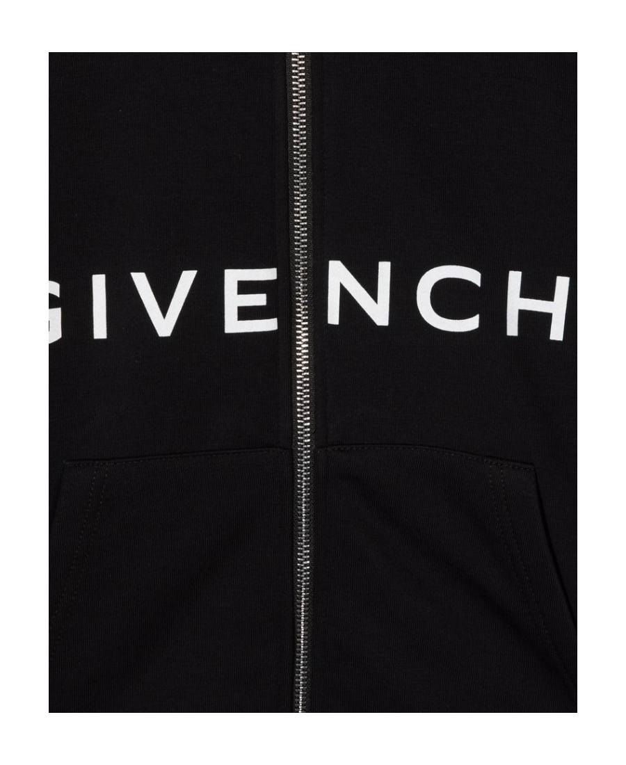 Givenchy Teen Logo-print Zip-up Hoodie In Black