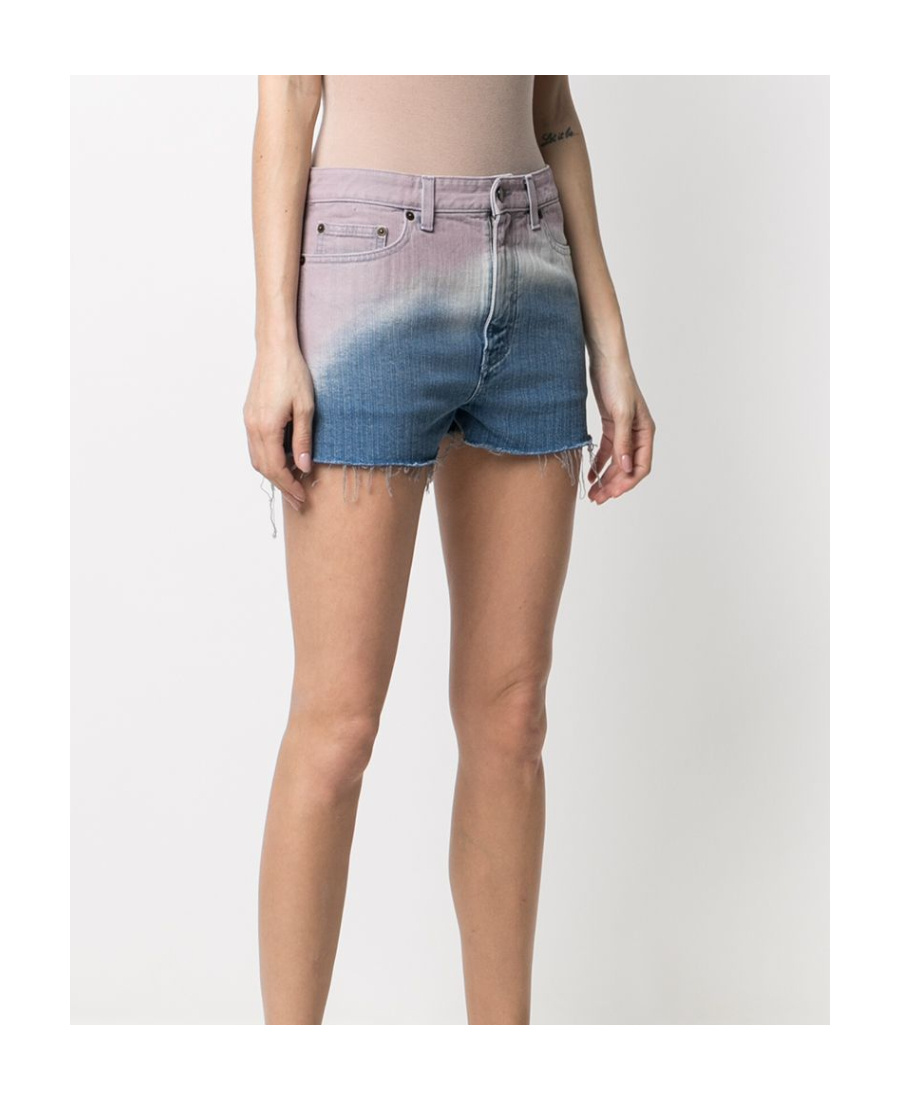 Saint Laurent Baggy Tie-dye Denim Shorts In Blue