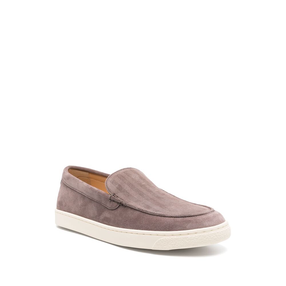 Brunello Cucinelli Suede Calf Leather Slip-on In Grey In White