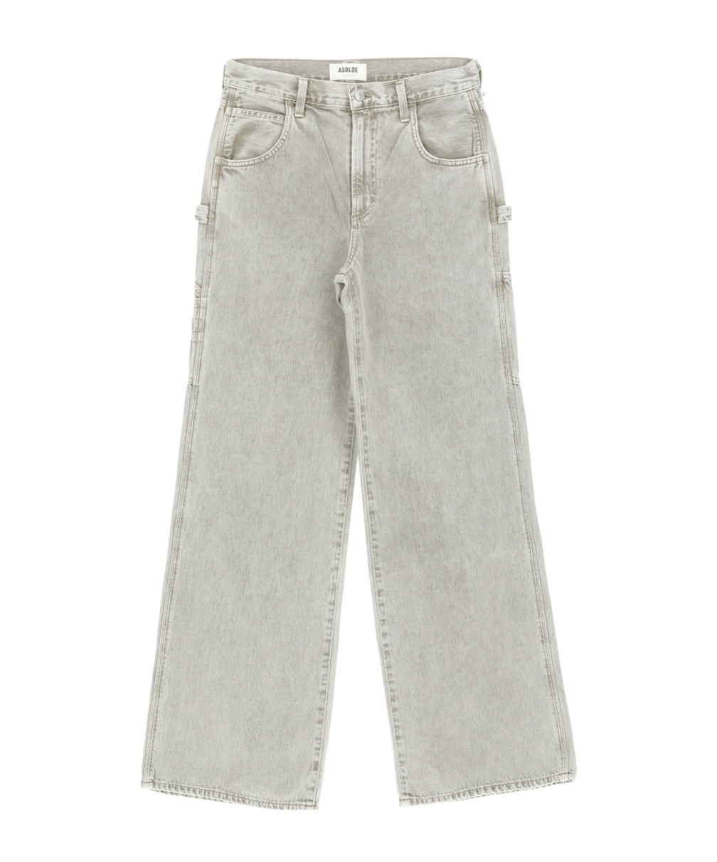 Agolde Magda Low-rise Wide-leg Jeans In Gray