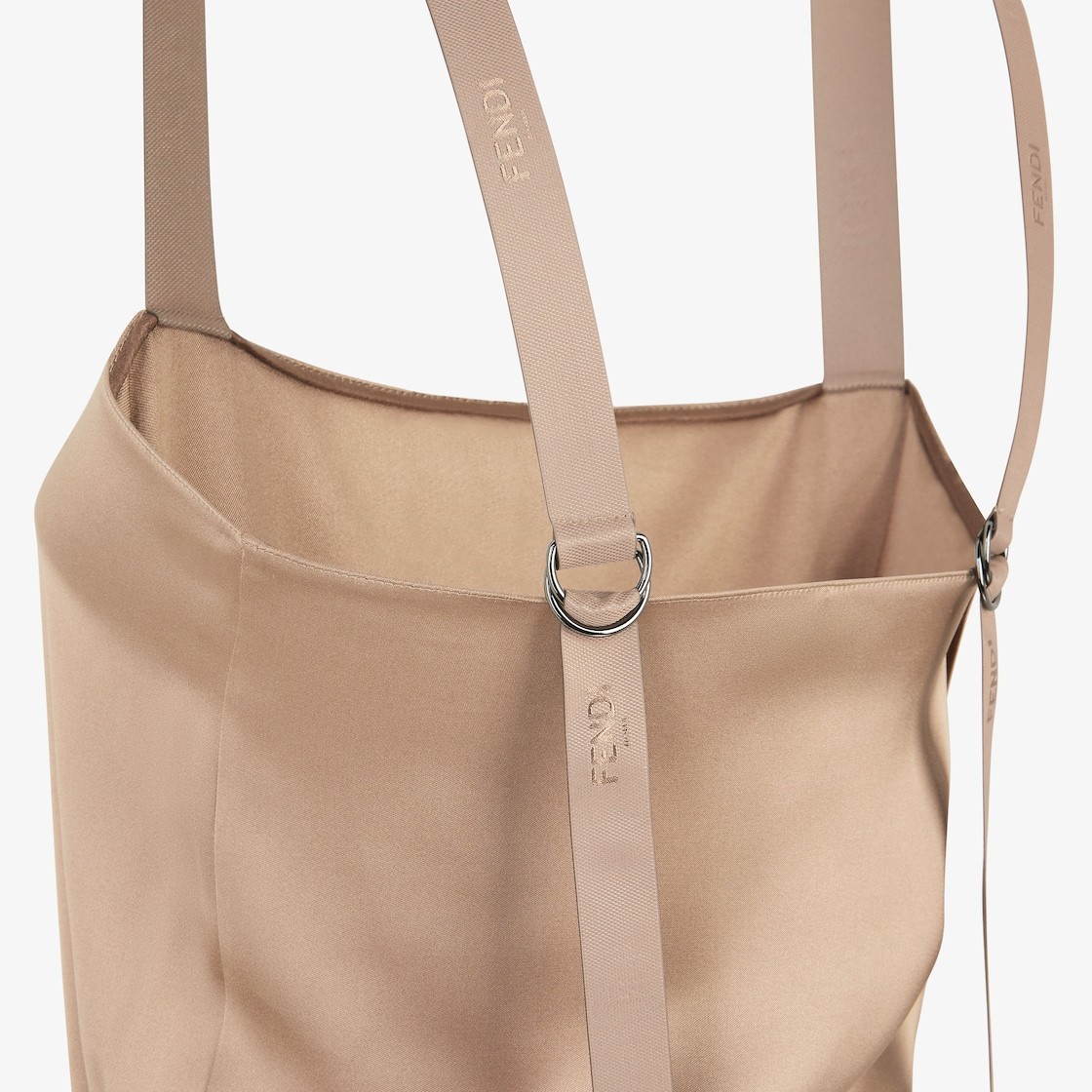 Fendi Square Neck Satin Maxi Dress In Nude