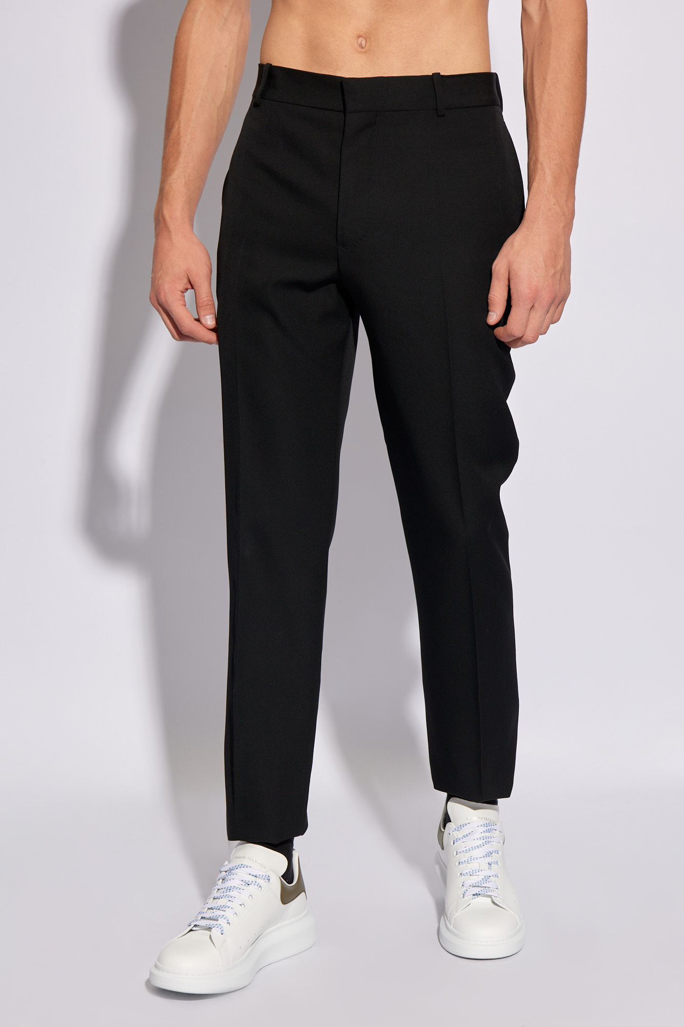 Alexander Mcqueen Black Wool Trousers In Black
