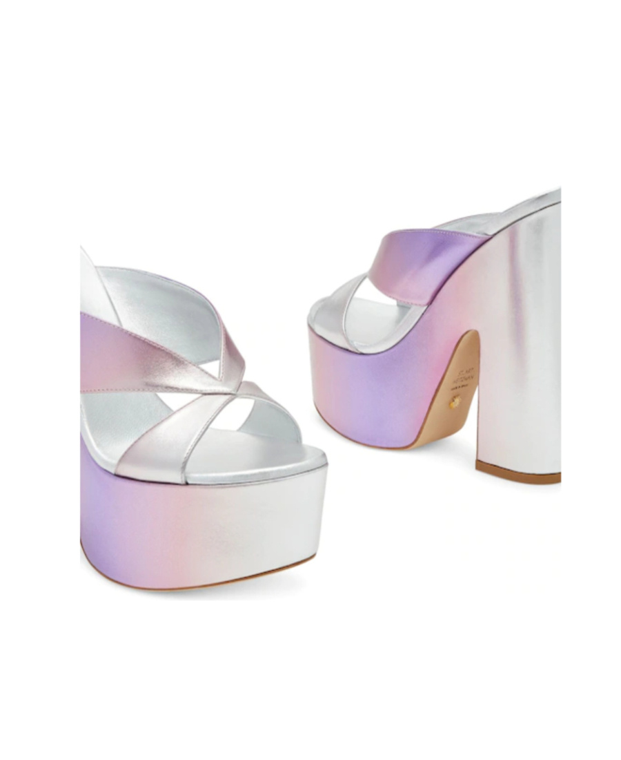 Stuart Weitzman Miami Platform Metallic Mules In White