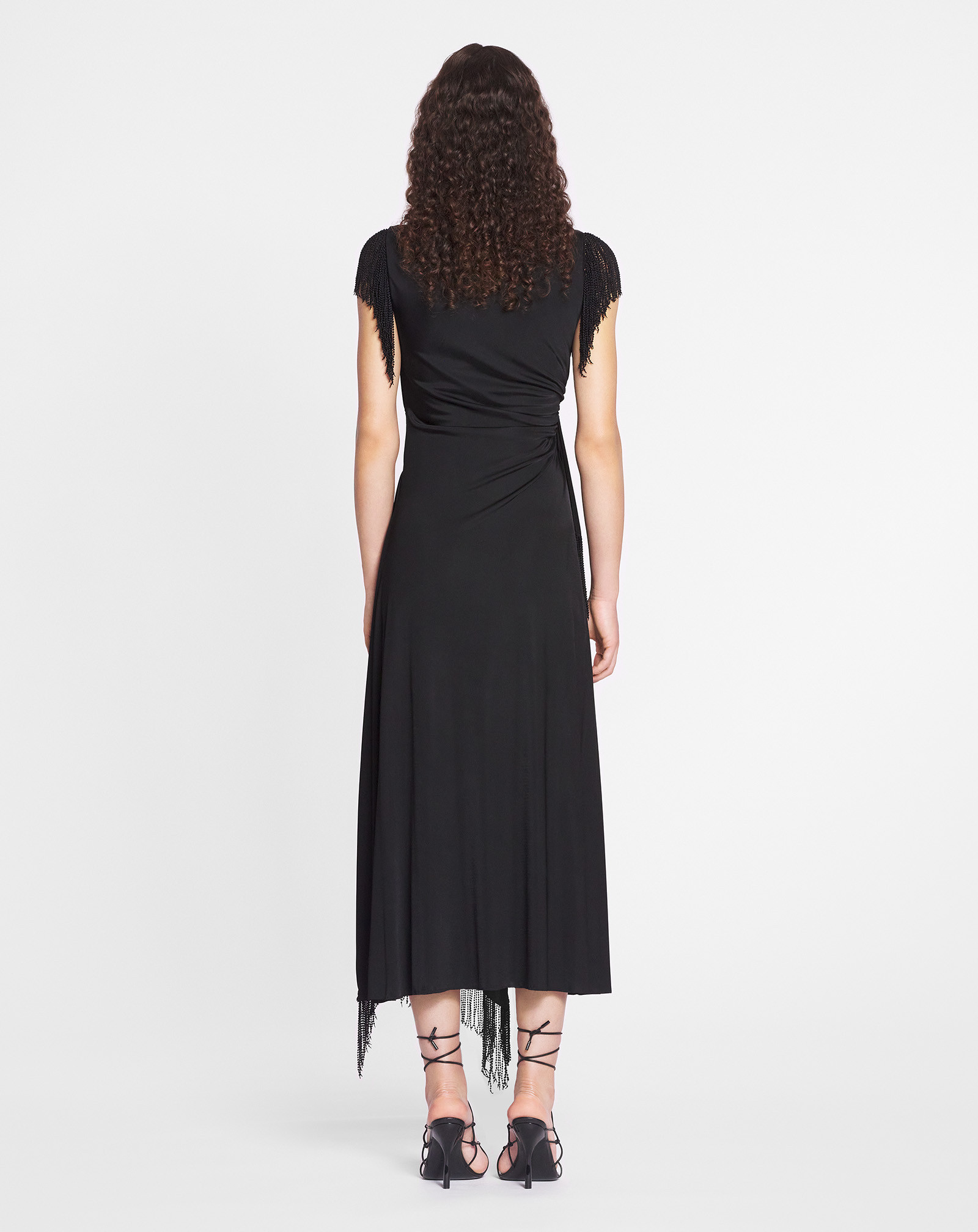 Lanvin Embroidered-detailing Midi Dress In Black