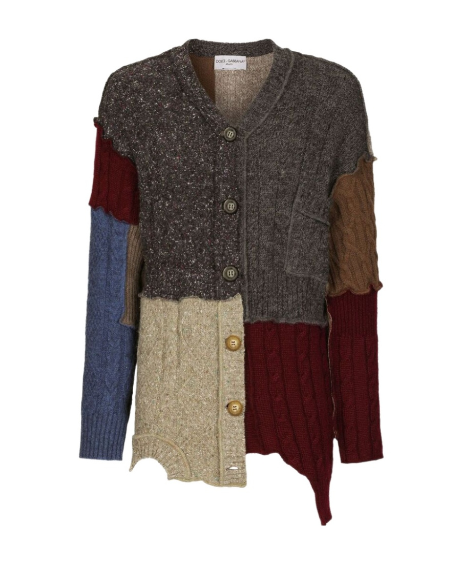 Dolce & Gabbana Patchwork Distressed Cardigan In Black