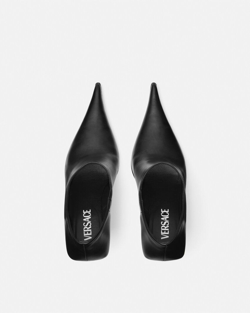 Shop Versace Leather Boots In Black