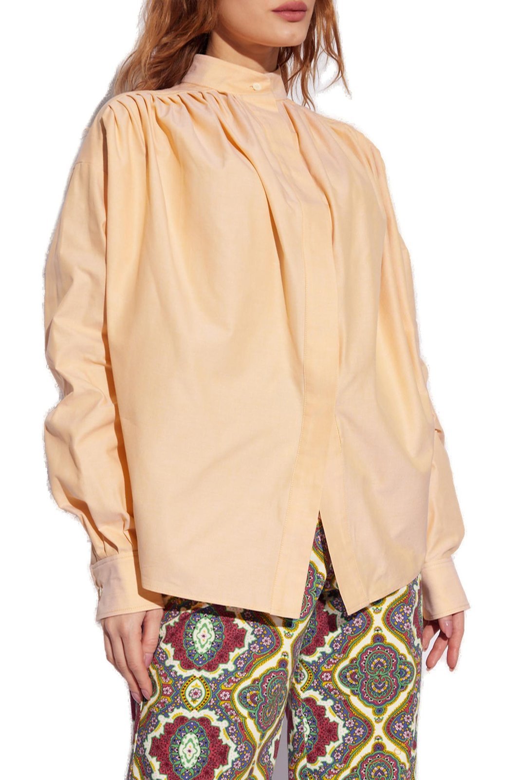 Etro Pleated Cotton Shirt In Nude