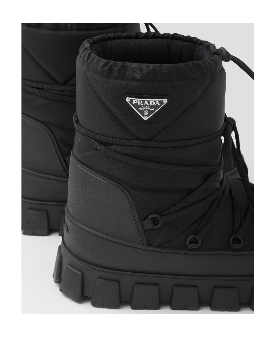 Prada Men's Nylon Gabardine Apres Ski Boots In Black