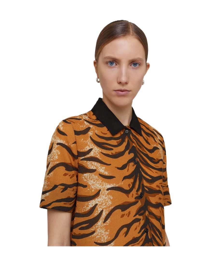 Jil Sander Animal-print Short-sleeve Shirt In Orange