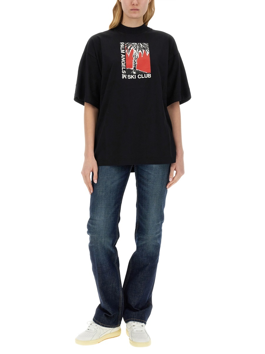 Palm Angels Palm Soft Fit T-shirt Ski Club In Black