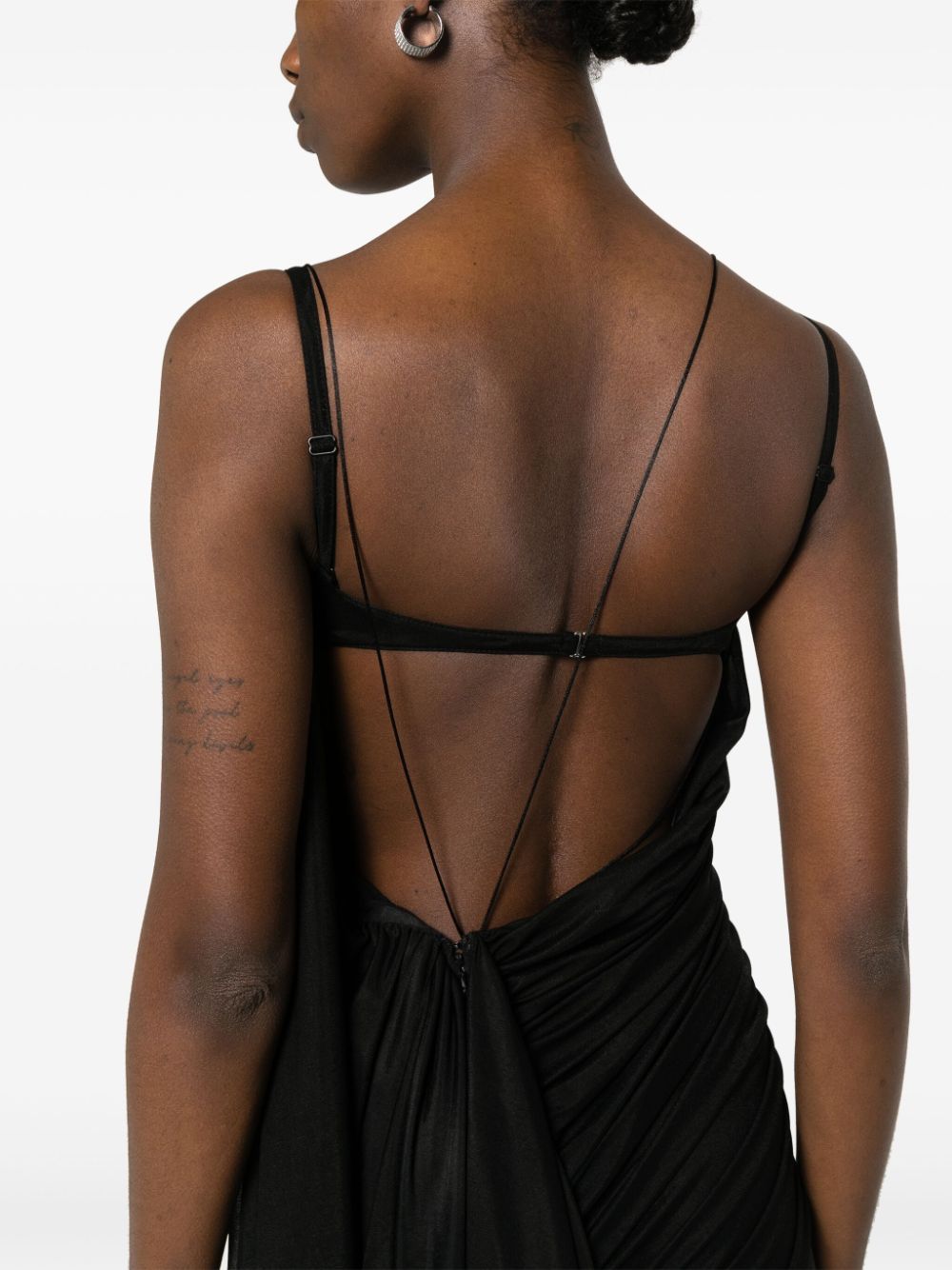 Mugler Open-back Draped Mini Dress In Black