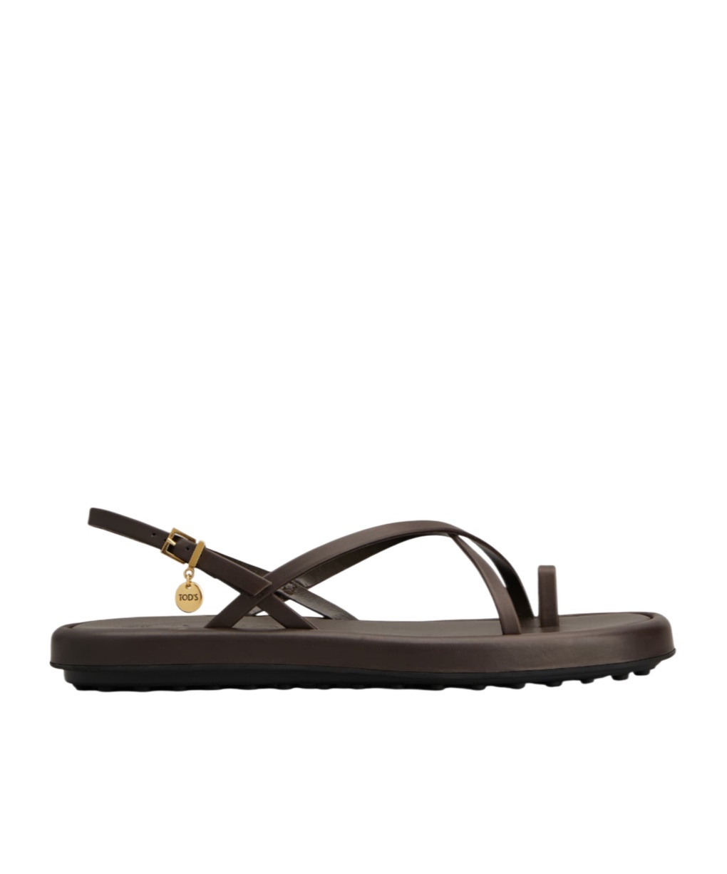 Tod's Embellished Leather Sandals In Black