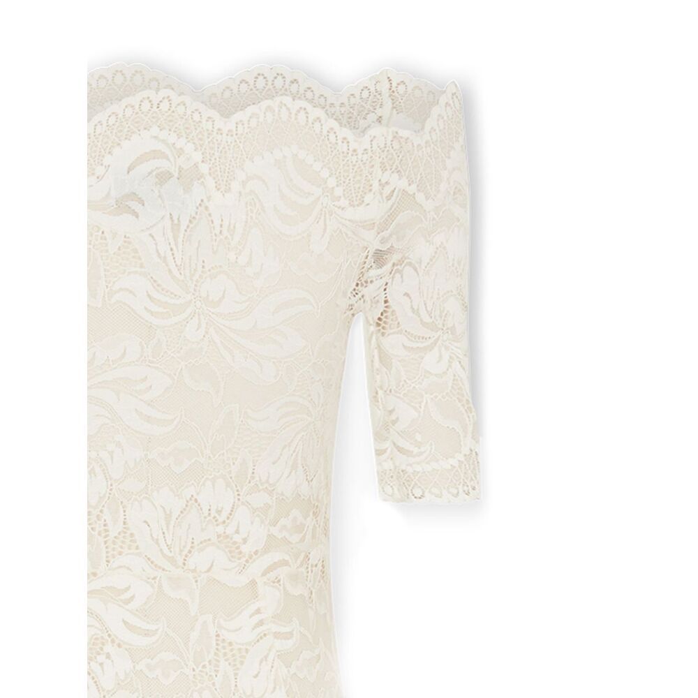 Rabanne Off-white Stretch Lace Short Sleeve Top In White
