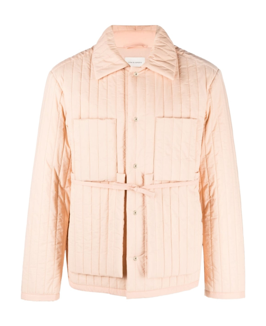 Craig Green Tied-waist Quilted Jacket In Nude
