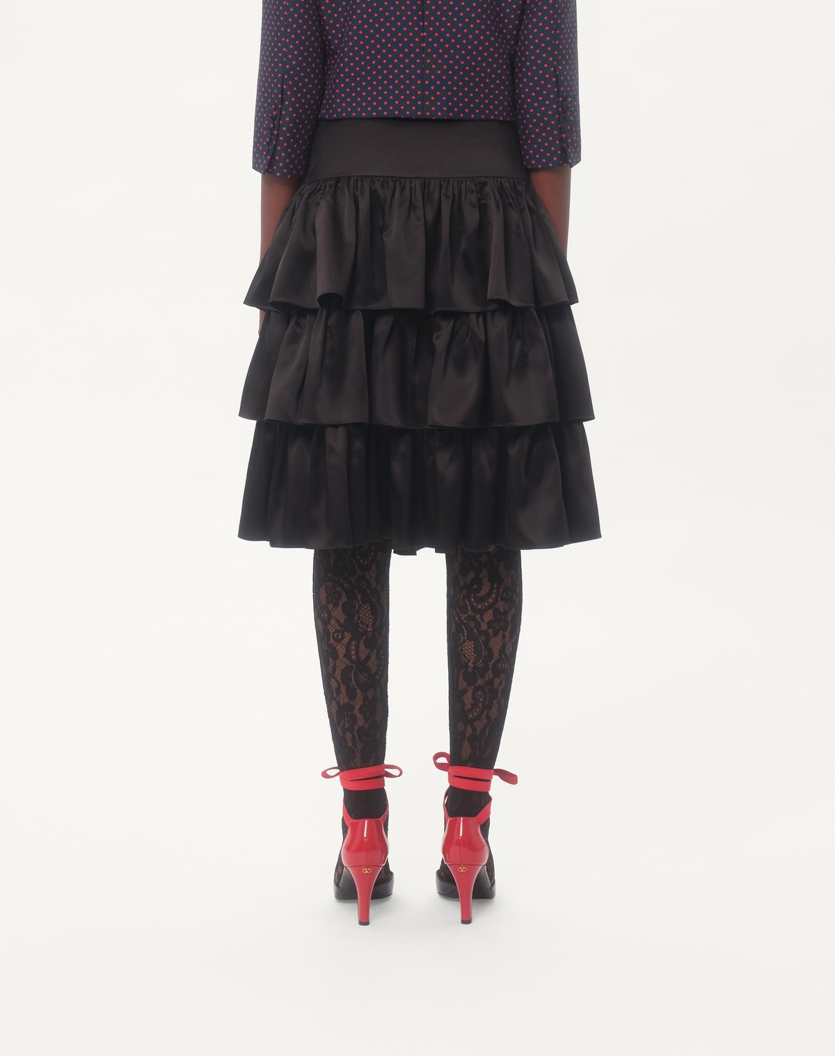 Valentino Ruffled Taffeta Skirt Woman Black 42 In Black