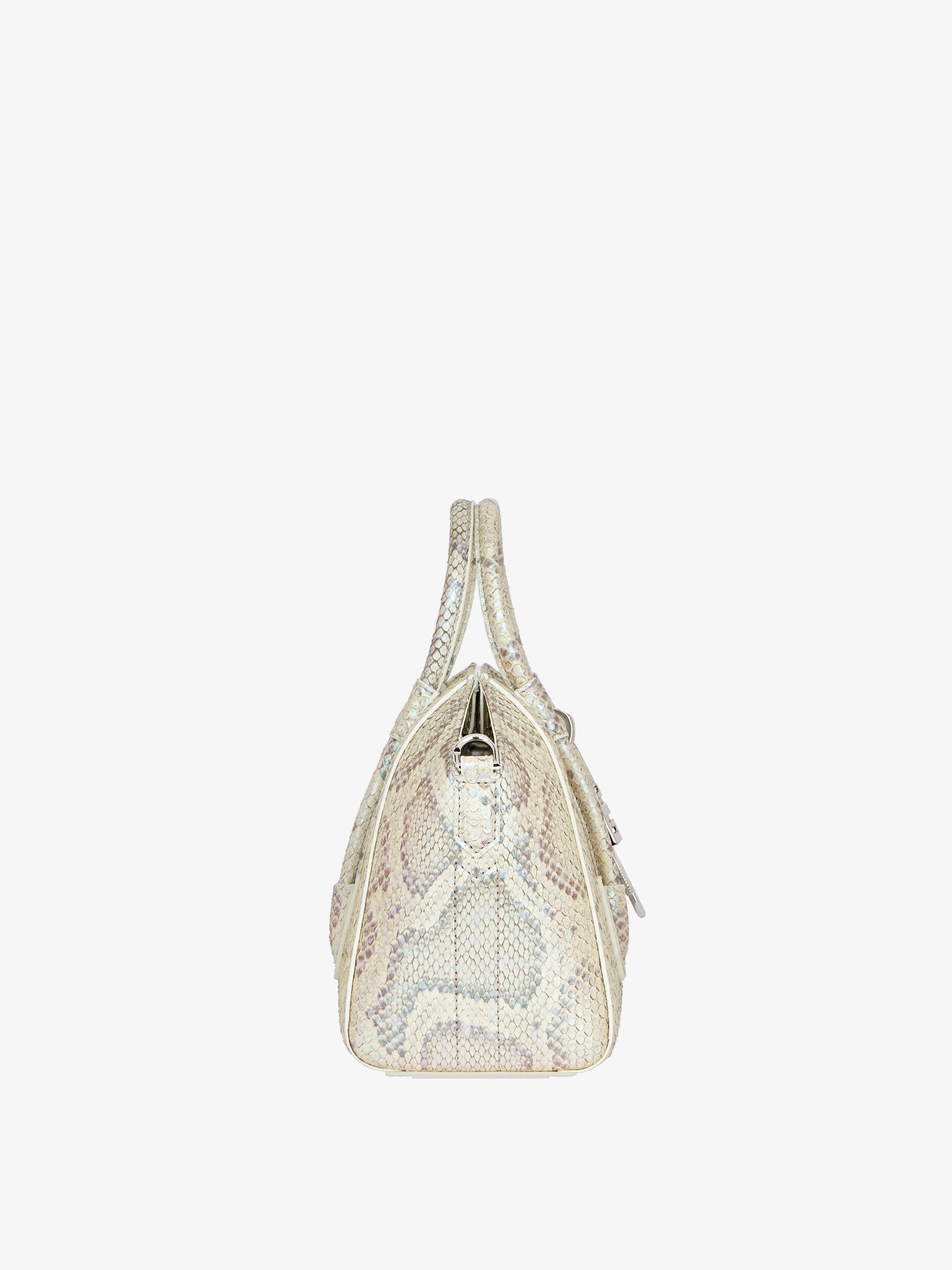 GIVENCHY MINI ANTIGONA LOCK BAG IN PYTHON WITH PEARL EFFECT