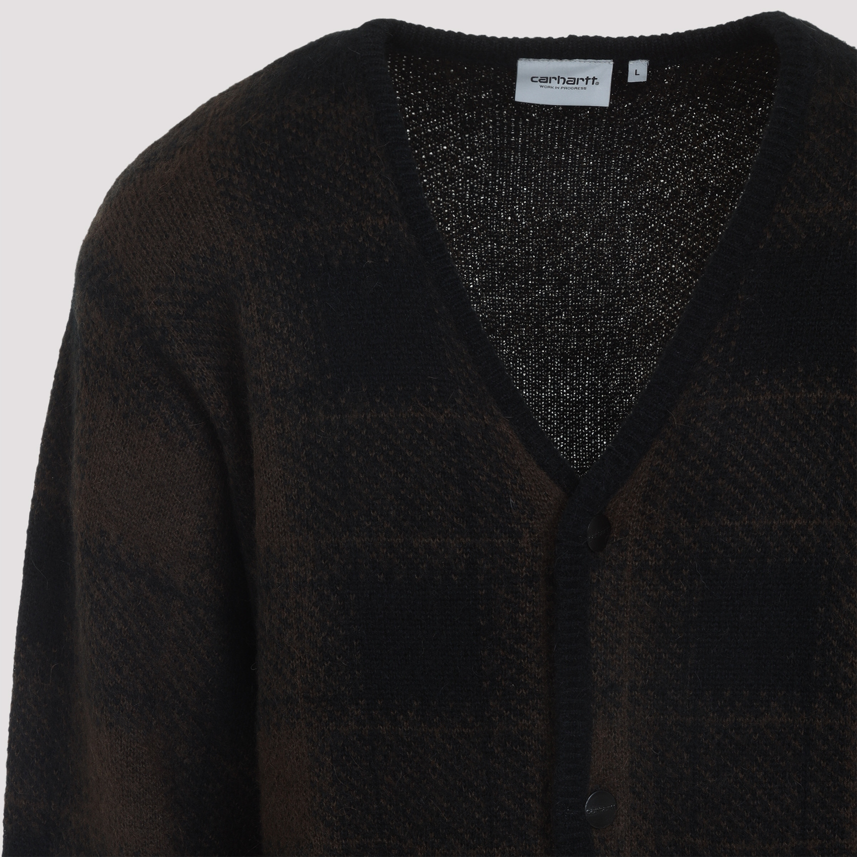 Carhartt Checked Pattern Long Sleeve Cardigan In Black