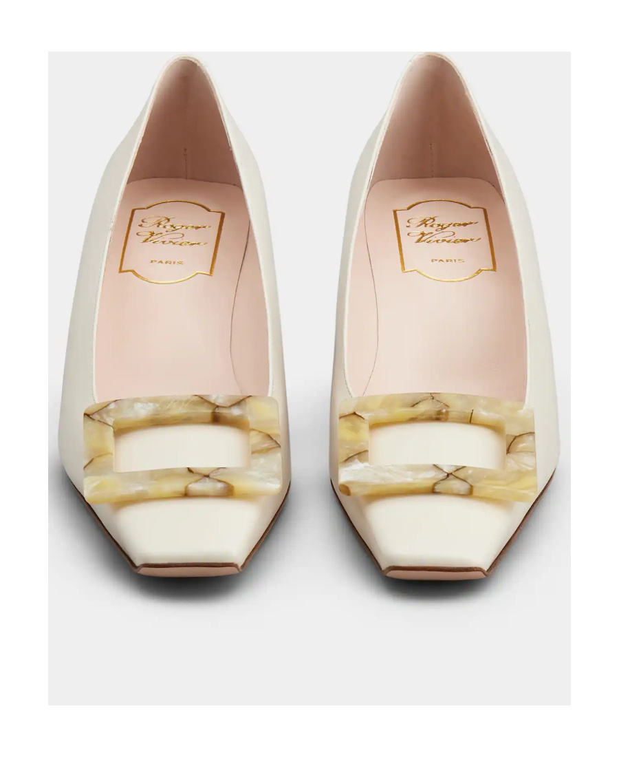 Roger Vivier Belle Vivier 45 Mother-of-pearl Buckle Pumps In Leather In White