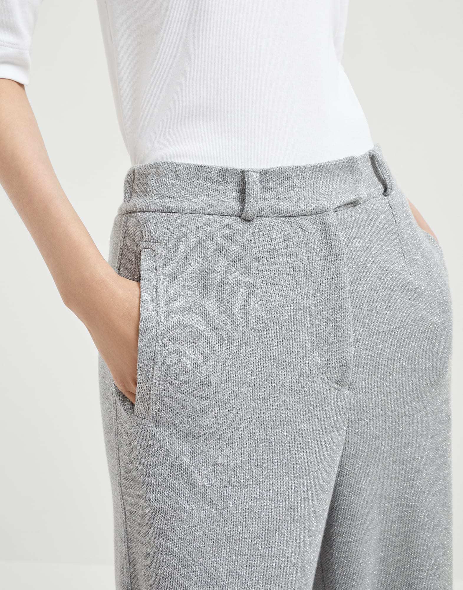 Brunello Cucinelli Jersey Trousers In Gray