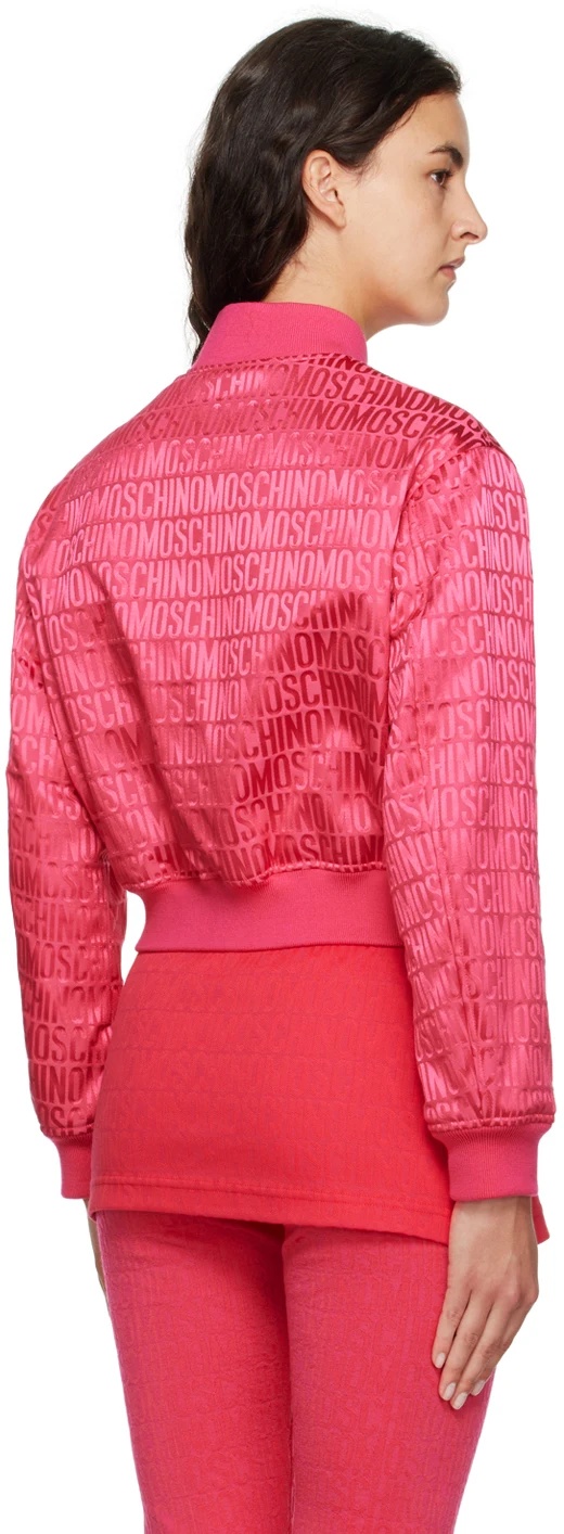 Moschino Zipper Pilot Jacket In Red