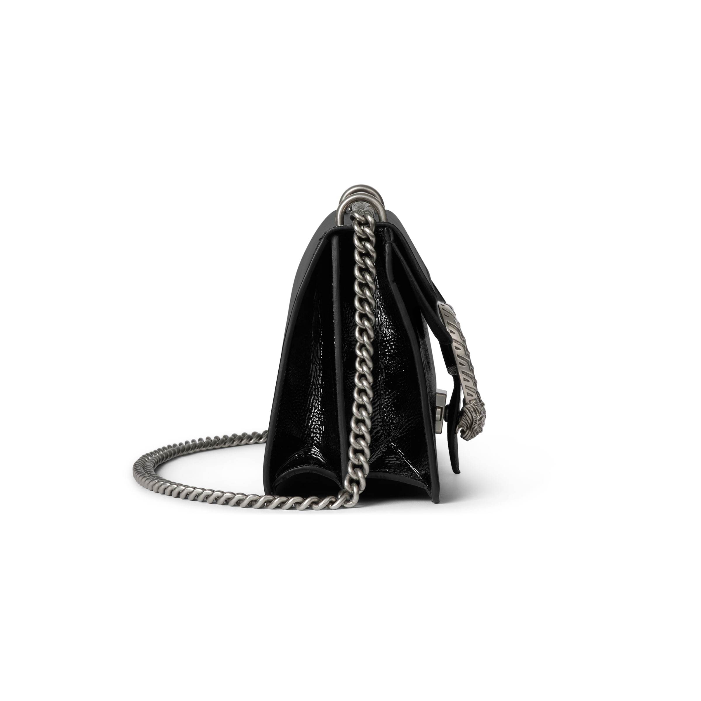 Gucci Dionysus Medium Patent Leather Shoulder Bag In Black