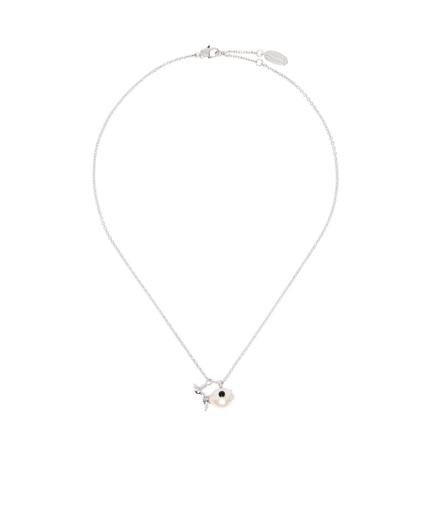 Vivienne Westwood Luzie Pendant Necklace In Platinum/creamrose Pearl/black Enamel