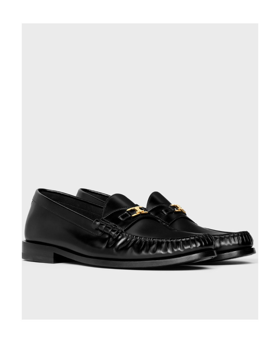 Celine Triomphe Leather Loafers Men In Black