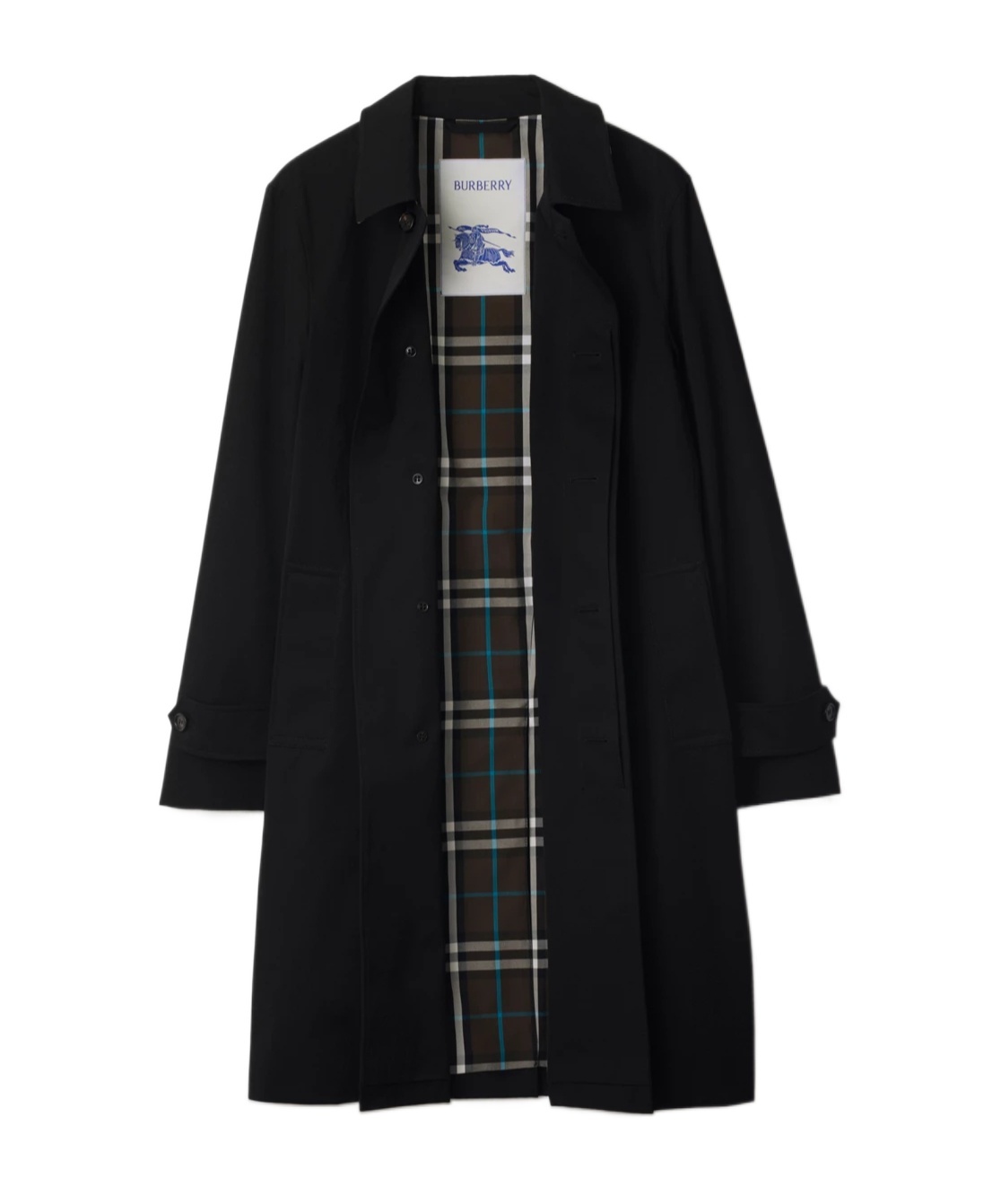 Burberry Pointed-collar Gabardine Coat In Black