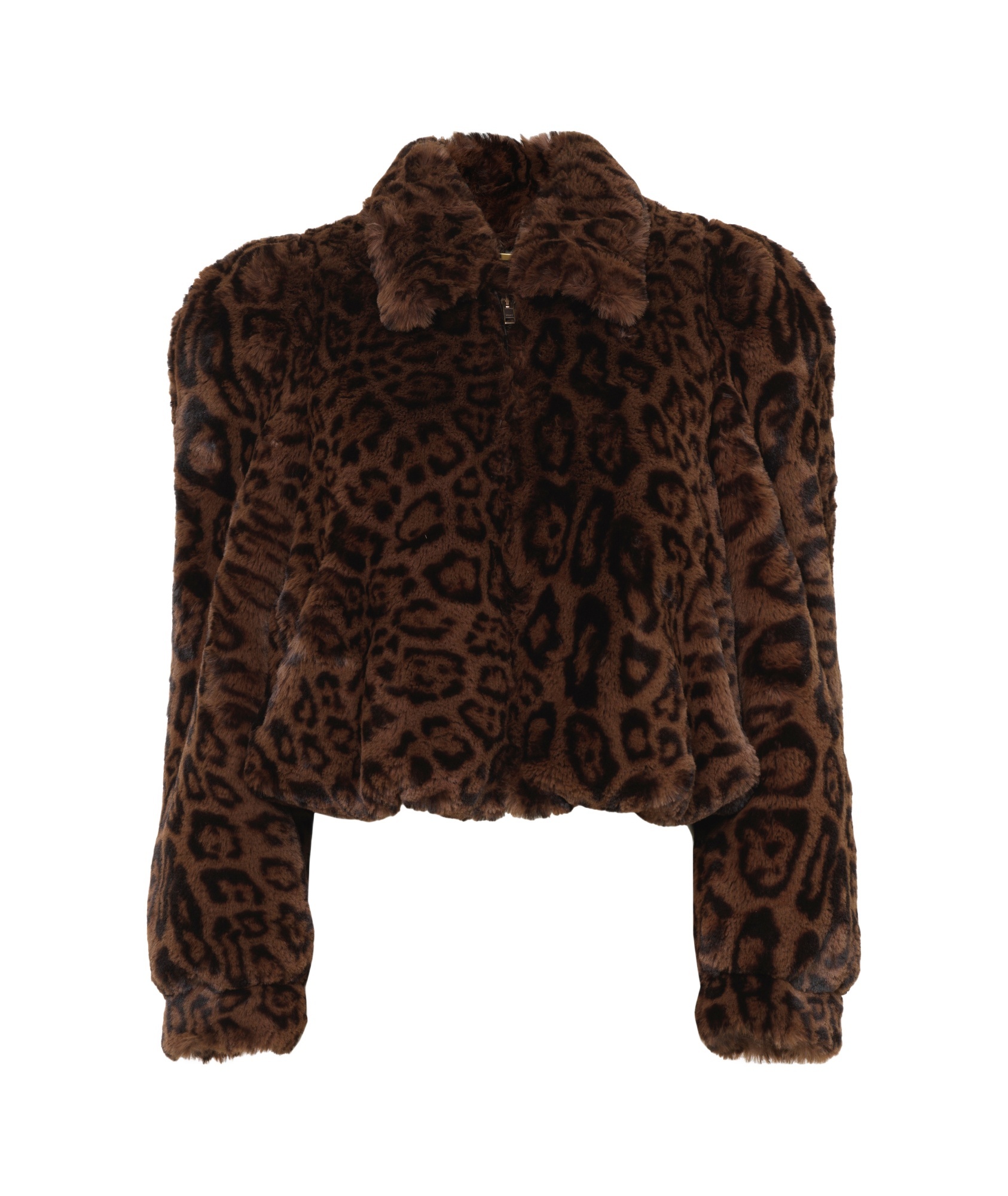 Chloé Leopard Print Faux Fur Cropped Jacket In Black
