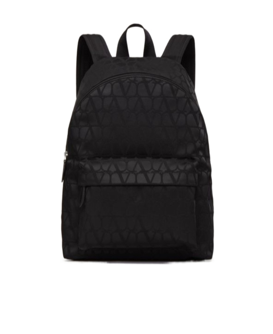 Valentino Iconograph Nylon Backpack With Adjustable Straps In Black
