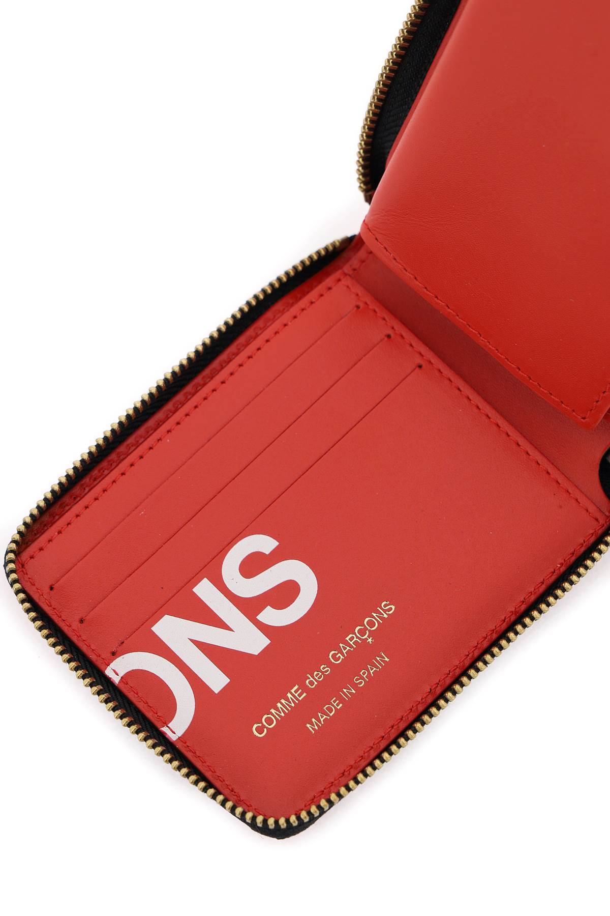 Comme Des Garçons Wallet Logo Printed Zip-around Bi-fold Wallet In Red