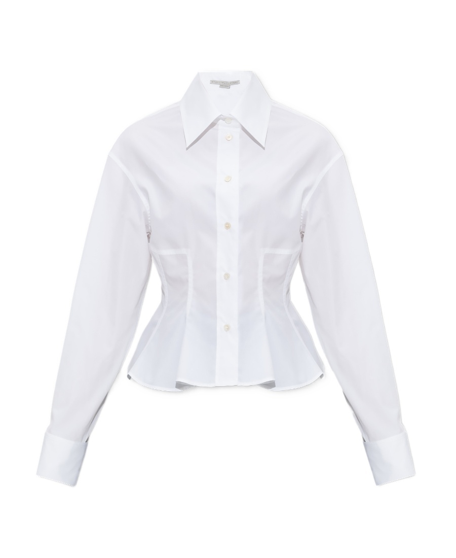 Stella Mccartney Collared Cotton Peplum Shirt In White
