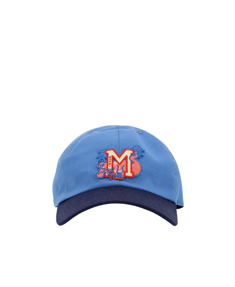 Marni Logo Embroidered Baseball Cap In Blue