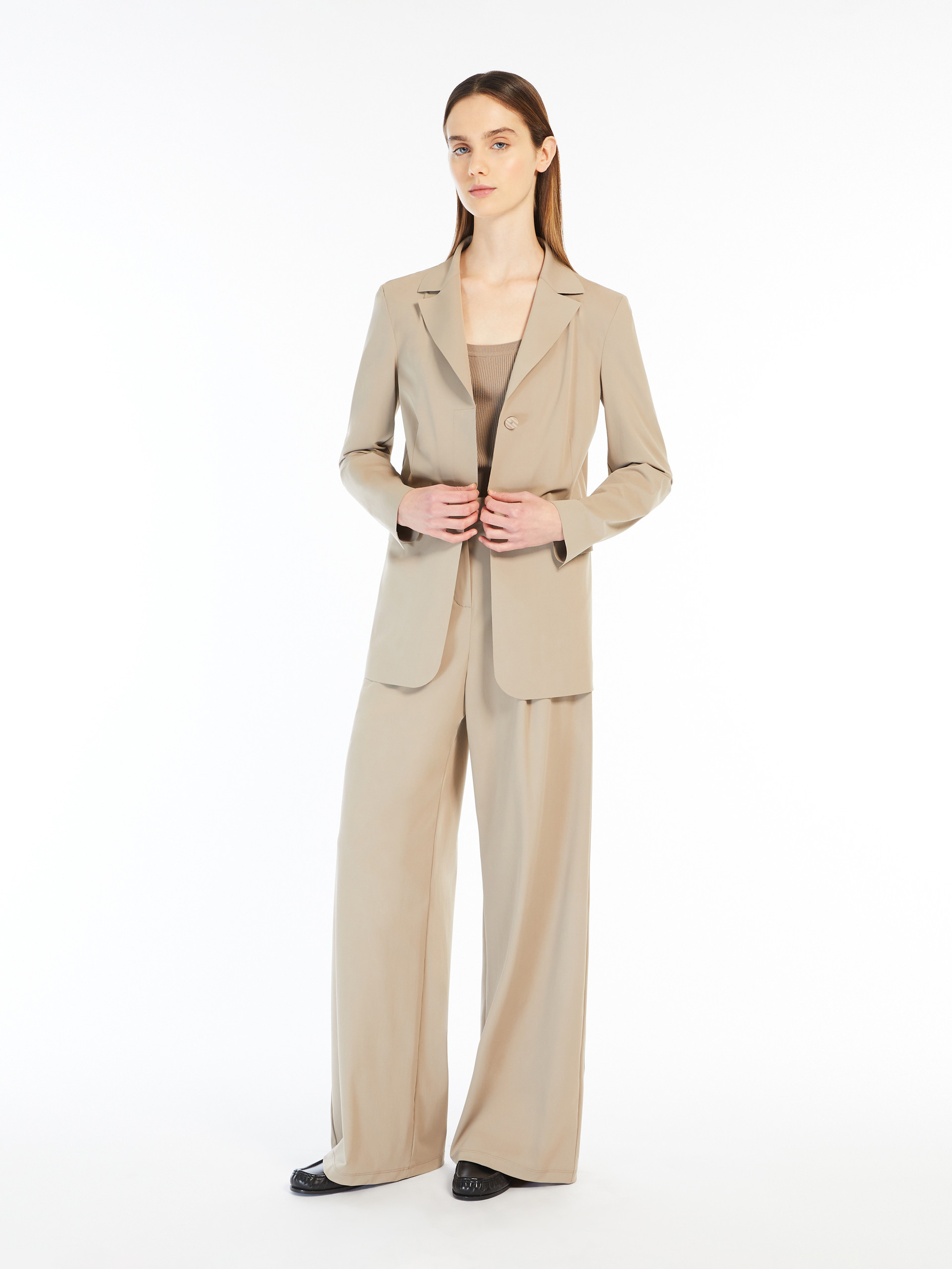 Shop Max Mara Leisure Single-breasted Long-sleeved Jacket In Nude