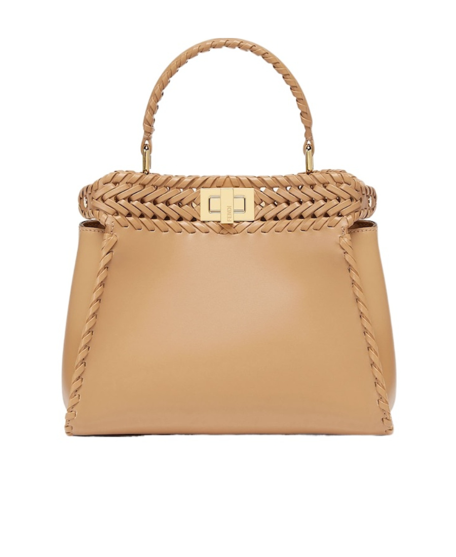 Fendi Mini Peekaboo Leather Bag In Nude