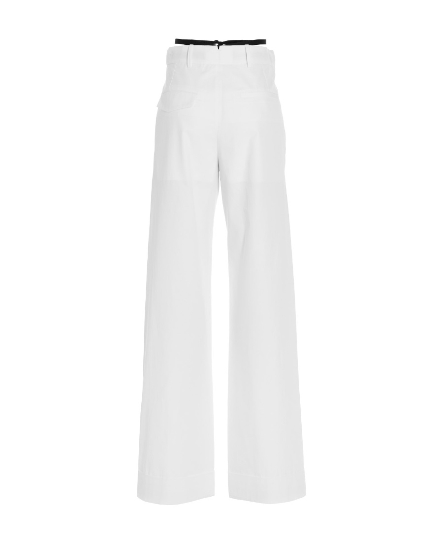 Ann Demeulemeester Logo Casual Wide-legged Pants In White