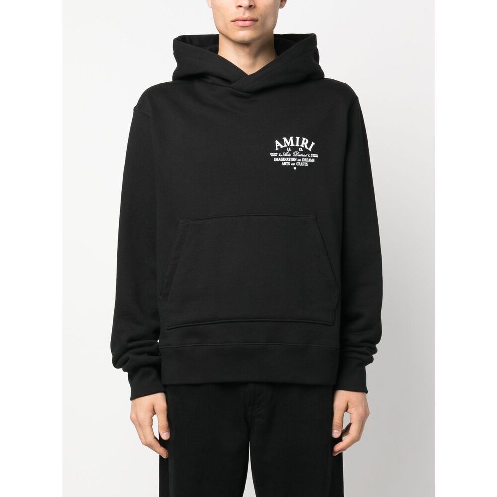 Amiri Logo Printed Long Sleeved Hoodie In Black