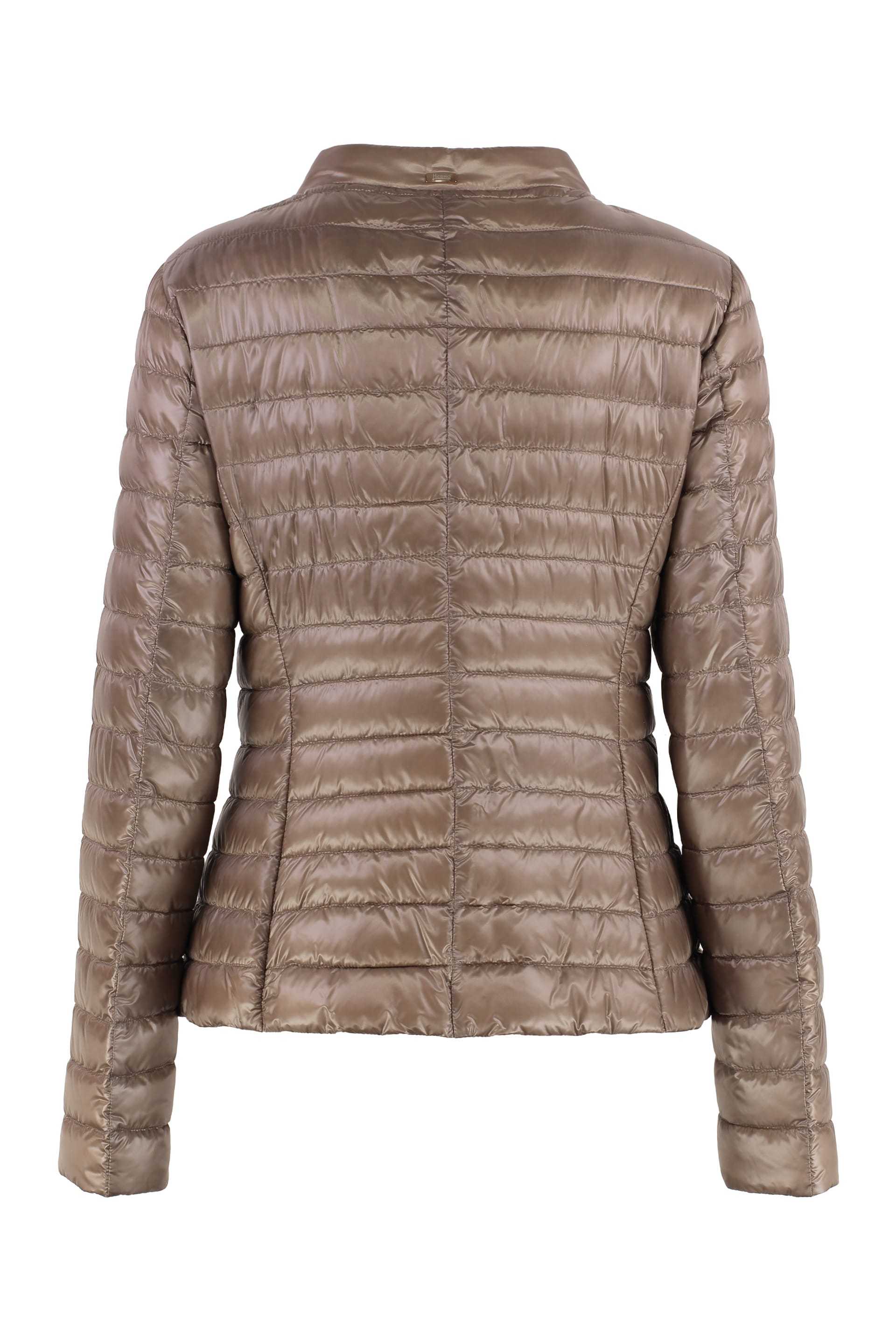 Herno Elena Short Down Jacket In Brown