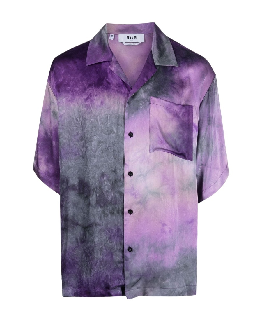 Msgm Logo Printed Collared Button-up Shirt In Purple