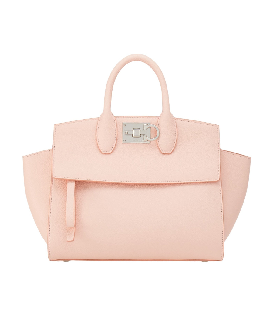 Ferragamo Small Studio Soft Top Handle Bag In Calfskin In Nude